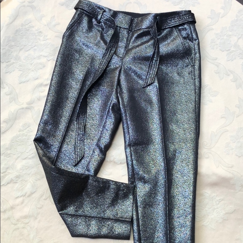 LOFT Black & Silver Metallic Pants